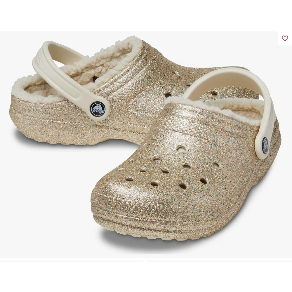 Crocs Classic Glitter Lined Clog In Gold Glitter Unis… Gem